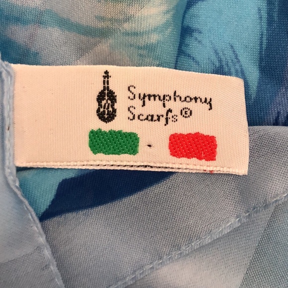 VTG Symphony Scarfs Large Square Scarf Blue Tulip  Design - Picture 5 of 14